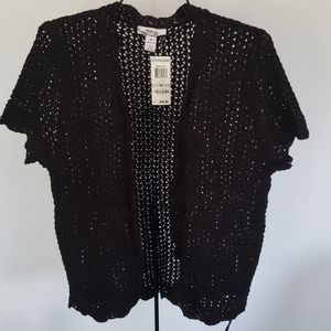 NWT Style & Co Short Sleeve Black Open Cardigan 1X